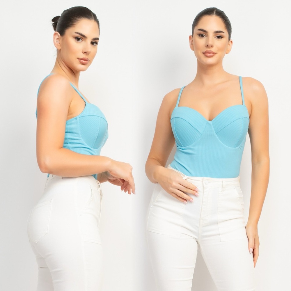Light Blue Ribbed Bodysuit - Picture 8 of 8